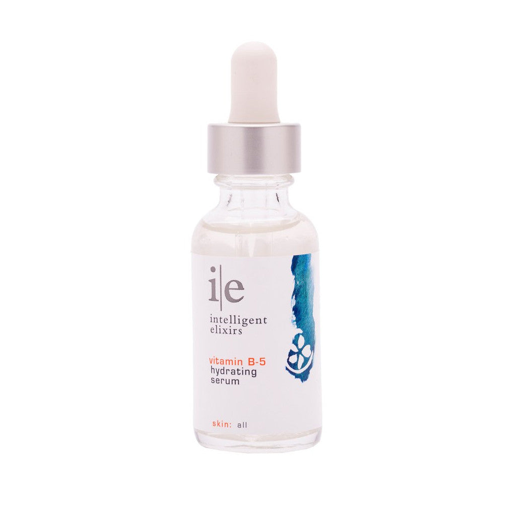 Vitamin B-5 hydrating facial serum bottle on white background